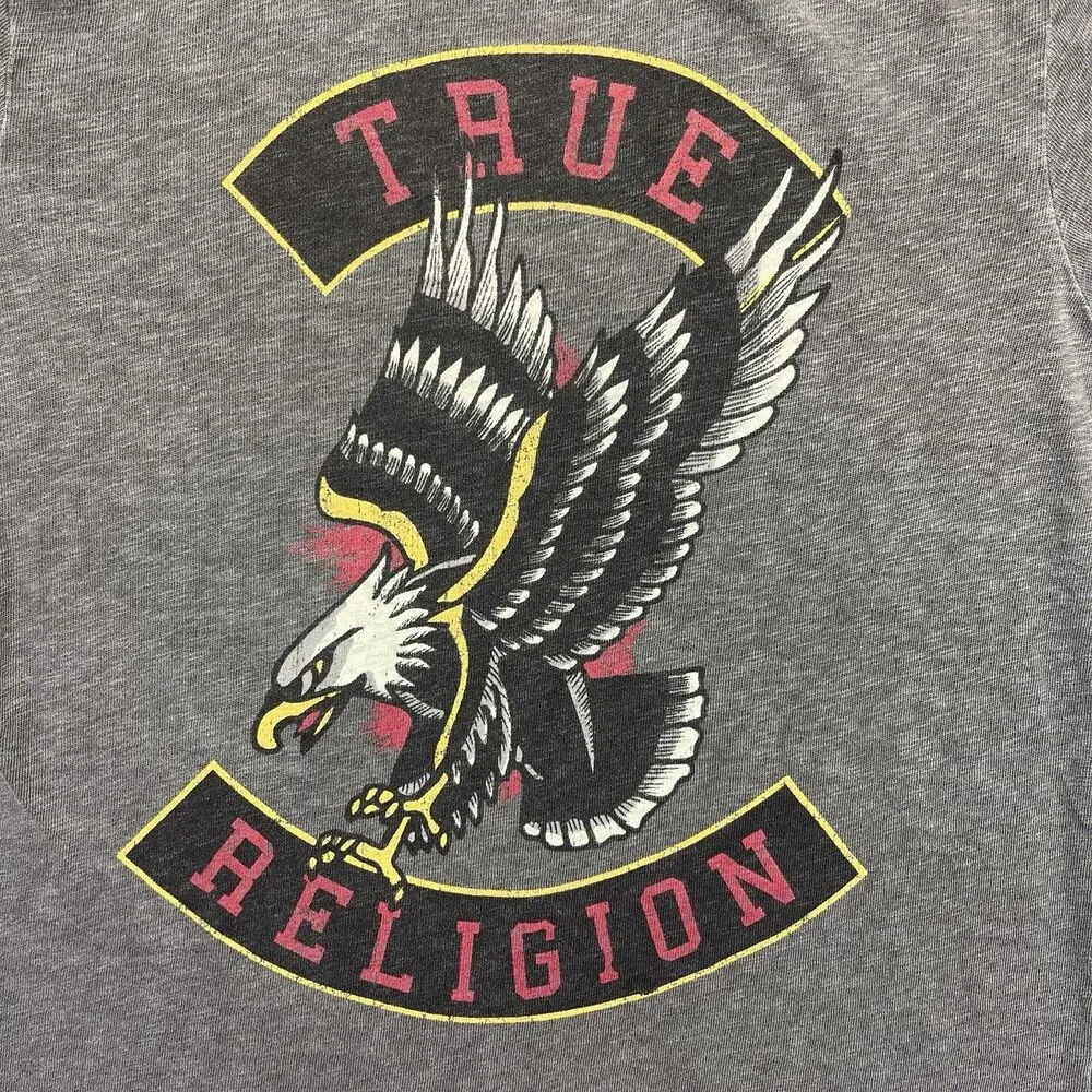 True Religion Shirt Mens M Gray True Eagle Tee American Traditional Rock Grunge